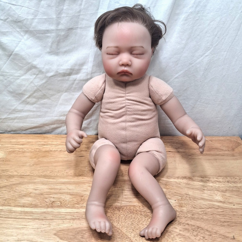 19.5" Reborn Style Life Like Sleeping Baby Doll Realistic Brown Hair